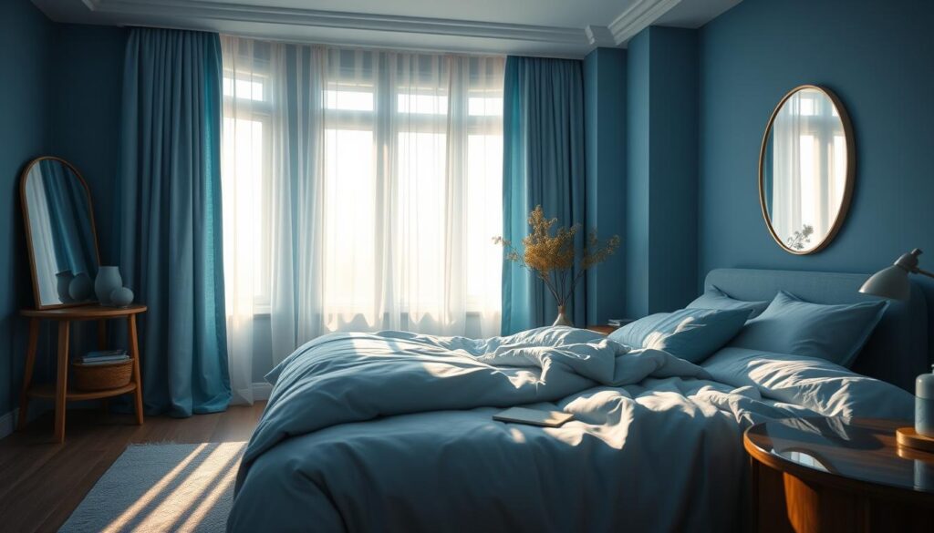 Beruhigende Blautöne im Schlafzimmer