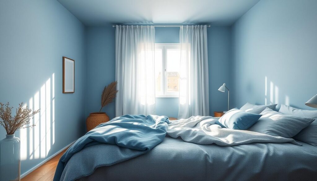 Beruhigende Blautöne im Schlafzimmer