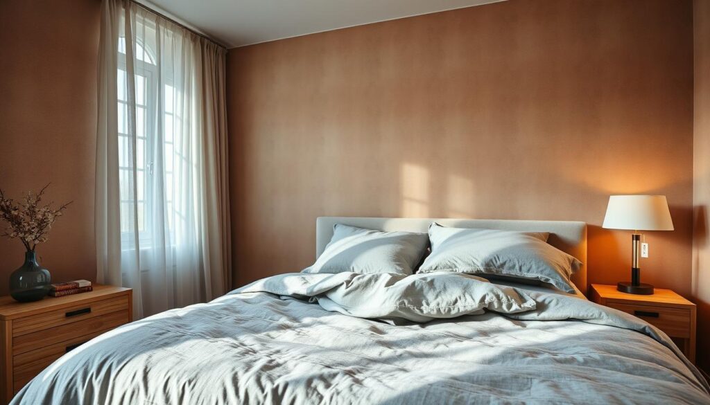 Warme und kühle Farbtöne im Schlafzimmer