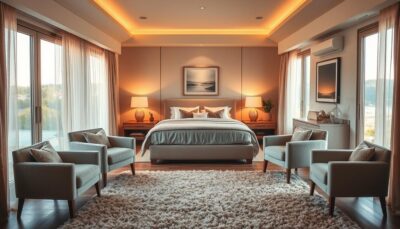 Wie richtet man ein längliches Schlafzimmer ein?